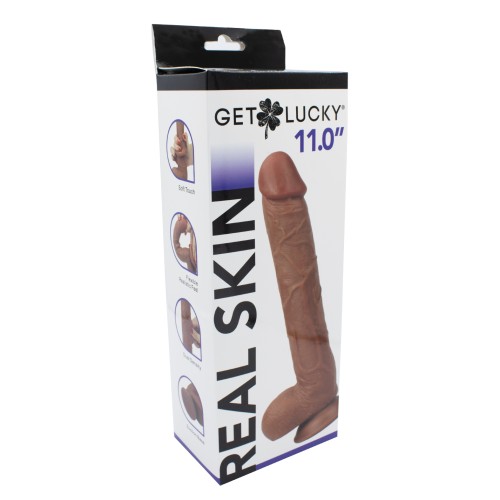 Get Lucky 11 inch Real Skin Dildo in Light Brown