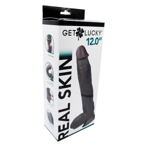 Get Lucky 12 Inch Real Skin Series Dark Brown