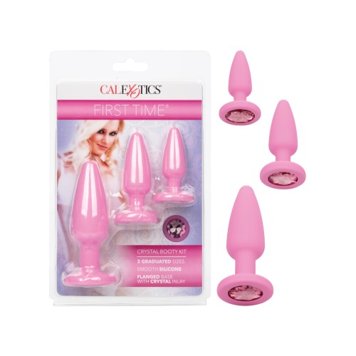 Kit de Plug Anal Crystal First Time - Rosa