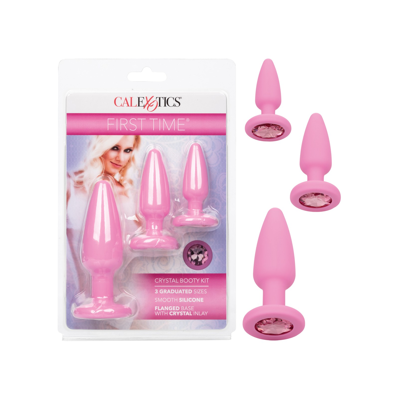 Kit de Plug Anal Crystal First Time - Rosa