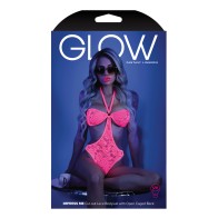 Bodysuit Halter de Encaje Brillante