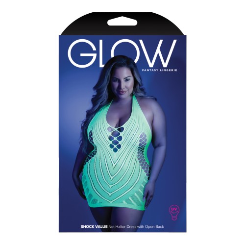 Glow Black Light Net Halter Dress Neon Green