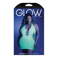 Glow Black Light Net Halter Dress Neon Green