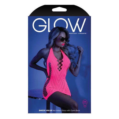 Vestido Halter Red Luz Negra Rosa Neon