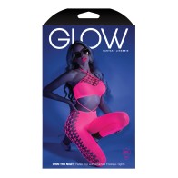 Bodystocking Corto Halter Brillo Ultravioleta Rosa Neon