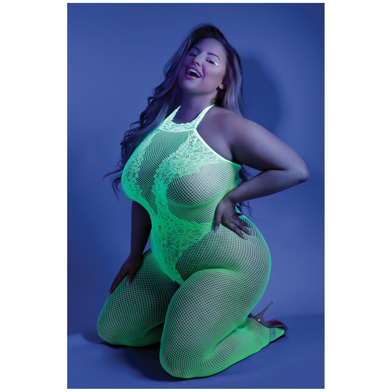 Glow in the Dark Crotchless Bodystocking - Neon Green