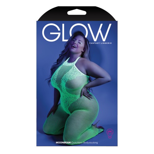 Glow in the Dark Crotchless Bodystocking - Neon Green