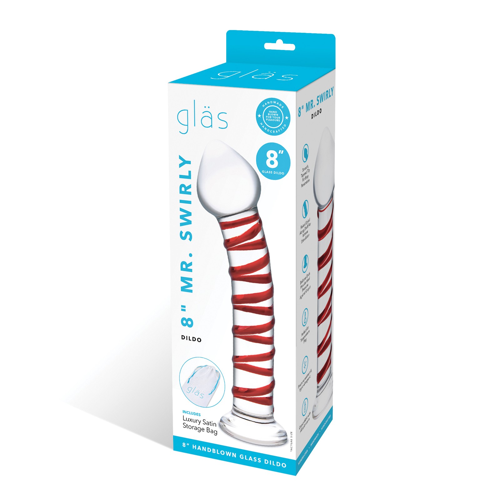 Dildo de Vidrio Glas Mr. Swirly de 8 Pulgadas - Rojo