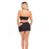 Pink Lipstick Femme Seamless Bandeau & Skirt - Black