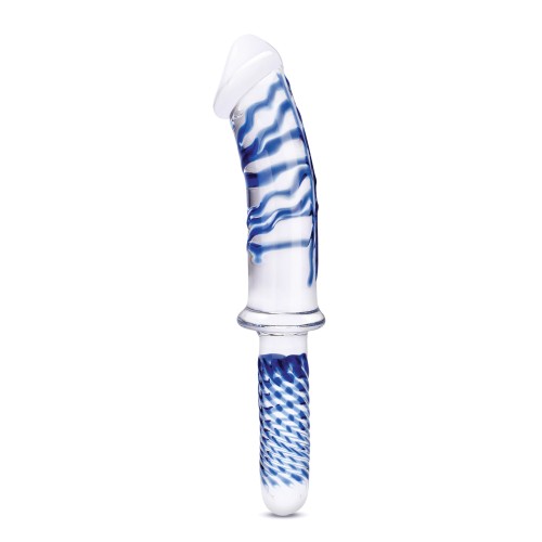 Dildo de Vidrio Realista Doble con Mango de 11" - Azul