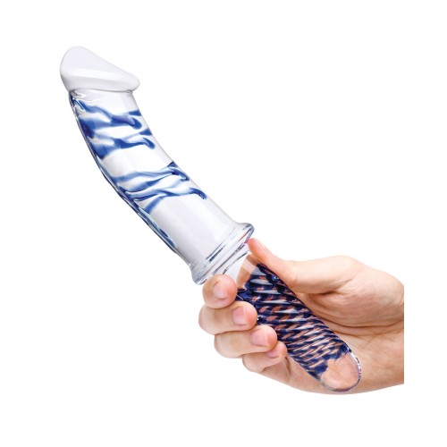 Dildo de Vidrio Realista Doble con Mango de 11" - Azul