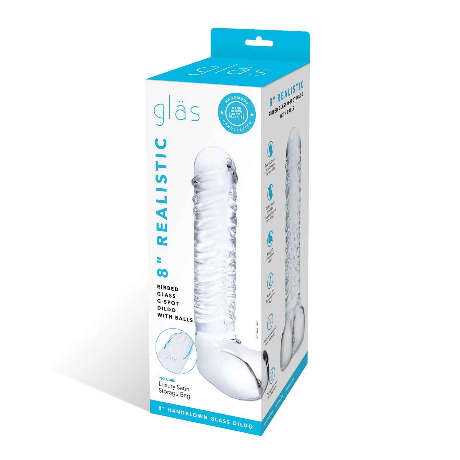 Glas 8 Inch G-Spot Dildo - Realistic Ribbed