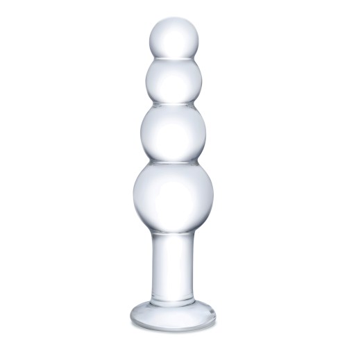 Plug Anal de Cristal con Perlas 7.25" Transparente