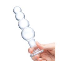 Plug Anal de Cristal con Perlas 7.25" Transparente