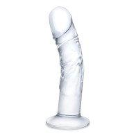 Dildo de Vidrio Curvado Realista de 7" - Transparente