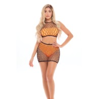 Pink Lipstick Crave You Fishnet Cami Set