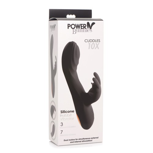 Curve Toys Power Bunnies Cuddles 10x Silicone Rabbit Vibrator - Black