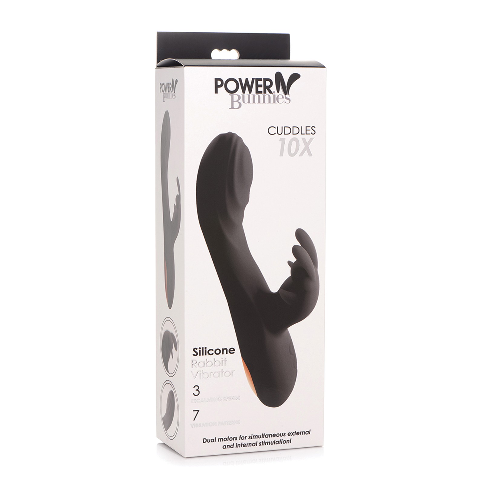 Curve Toys Power Bunnies Cuddles 10x Silicone Rabbit Vibrator - Black