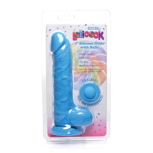 Curve Toys 7 inch Silicone Dildo with Balls - Berry