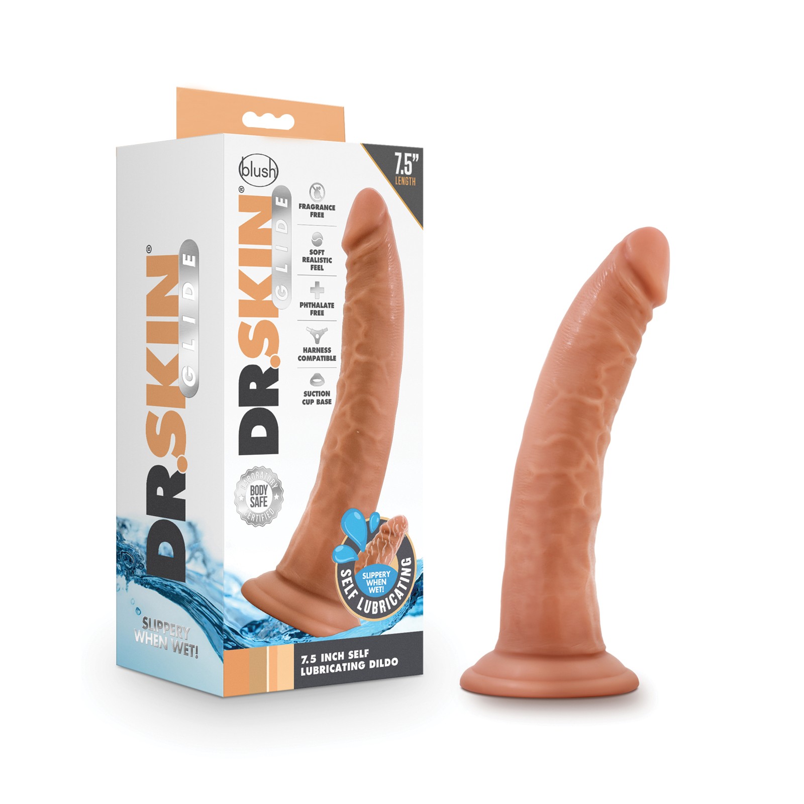 Dildo Autolubricante Dr. Skin Glide 7.5" - Mocha