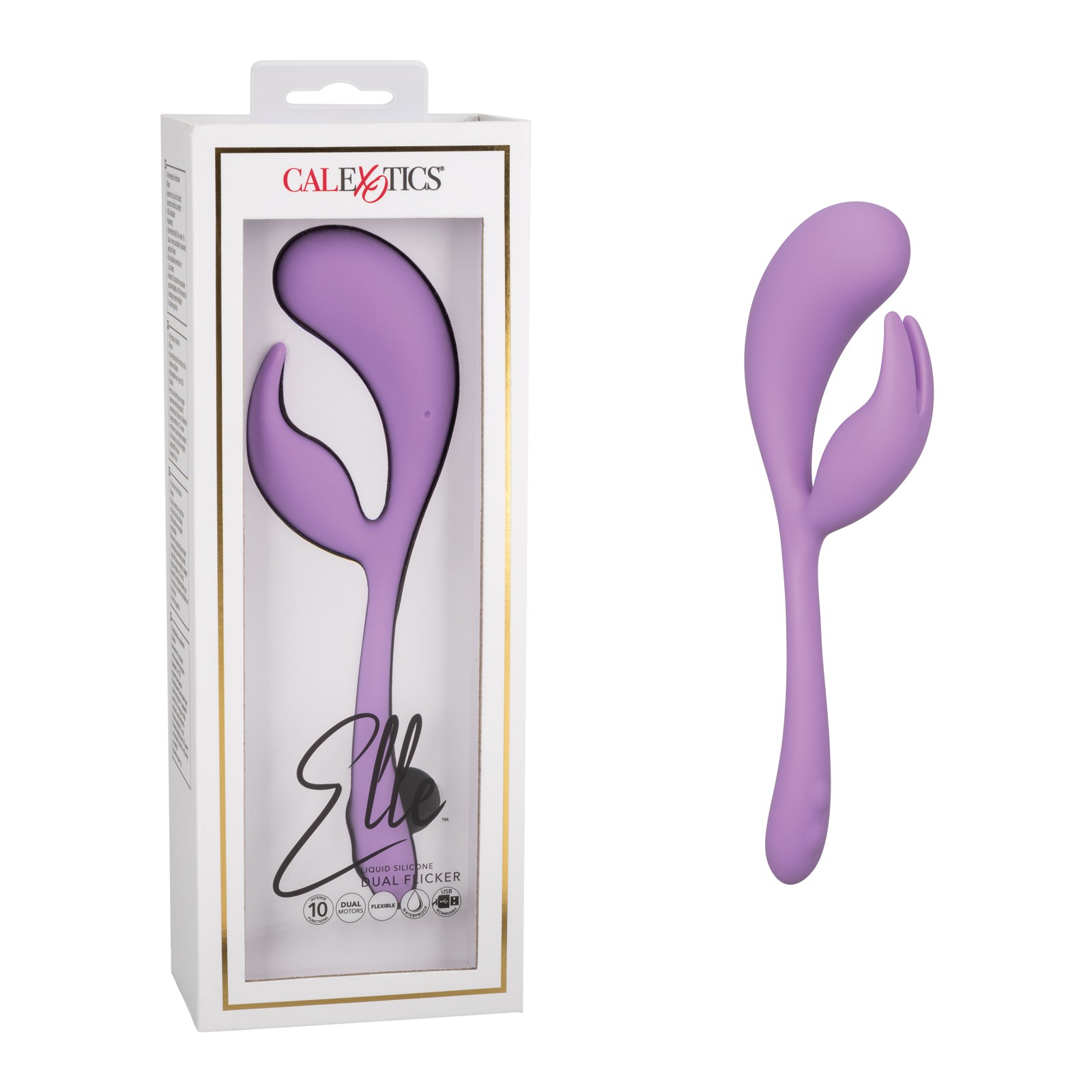 Elle Liquid Silicone Dual Flicker Purple Vibrator