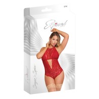 Sugar & Spice Red Teddy with Snap Crotch - S/M Size