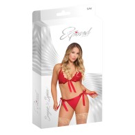 Sugar & Spice Ribbon Tie Bra and Panty Set Red L/XL