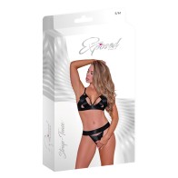 Sostén Strap-Tease y Panty Crotchless Negro L/XL