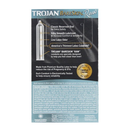 Condones Trojan BareSkin Raw para Una Experiencia Natural