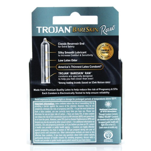 Condones Trojan BareSkin Raw Paquete de 3