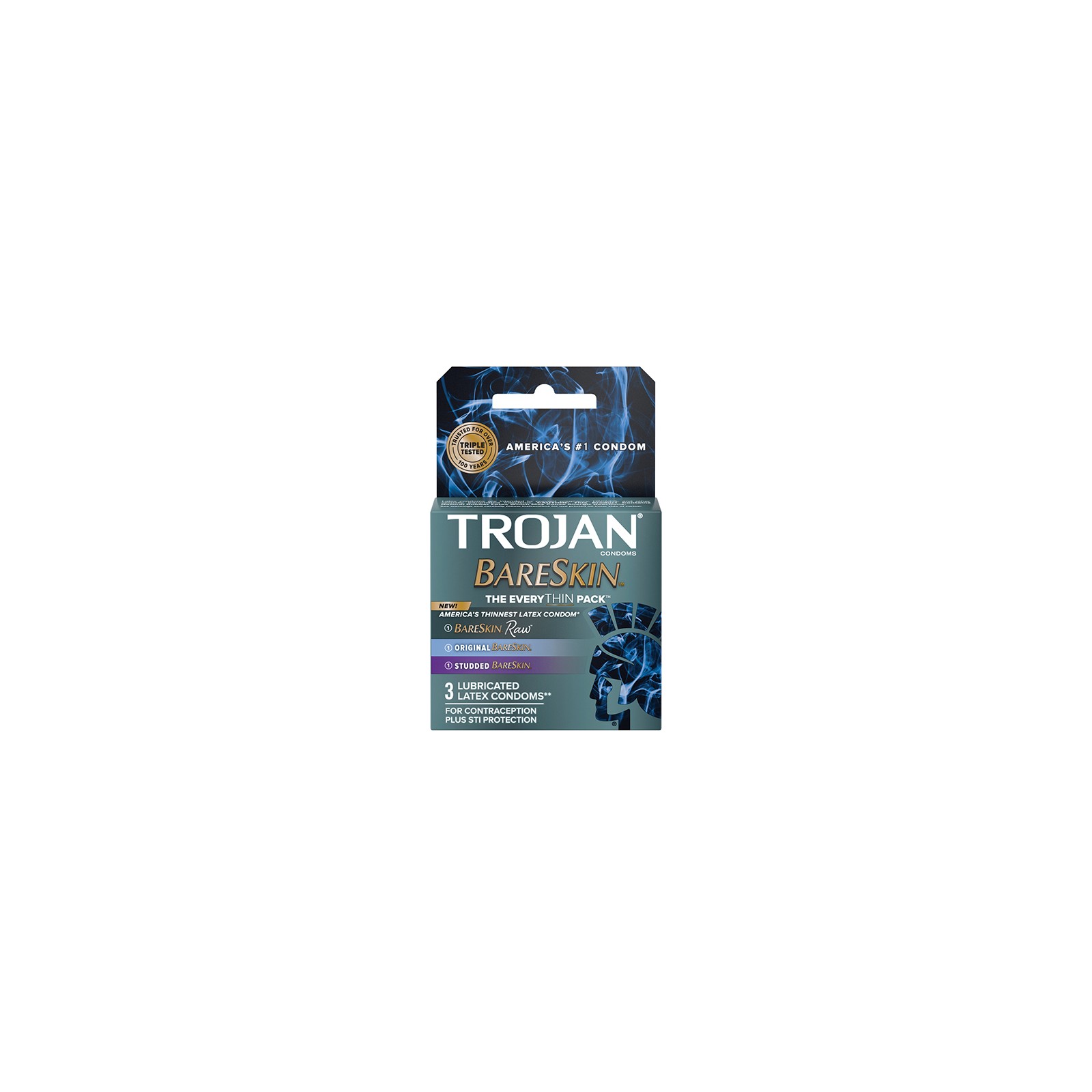 Pack Variado de Condones Trojan BareSkin EveryTHIN de 3