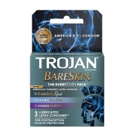 Pack Variado de Condones Trojan BareSkin EveryTHIN de 3