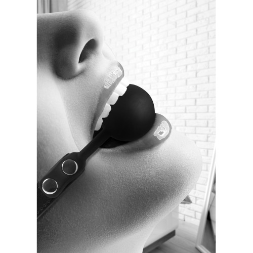 Shots Ouch Black White Silicone Ball Gag Black