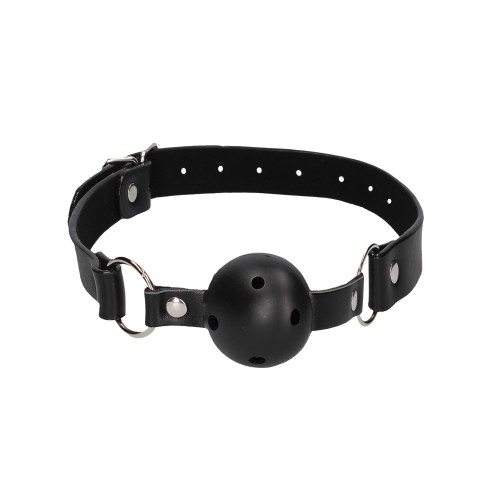 Shots Ouch Breathable Ball Gag with Nipple Clamps Black