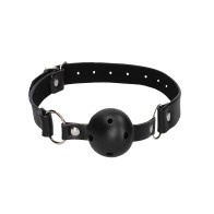 Shots Ouch Breathable Ball Gag with Nipple Clamps Black