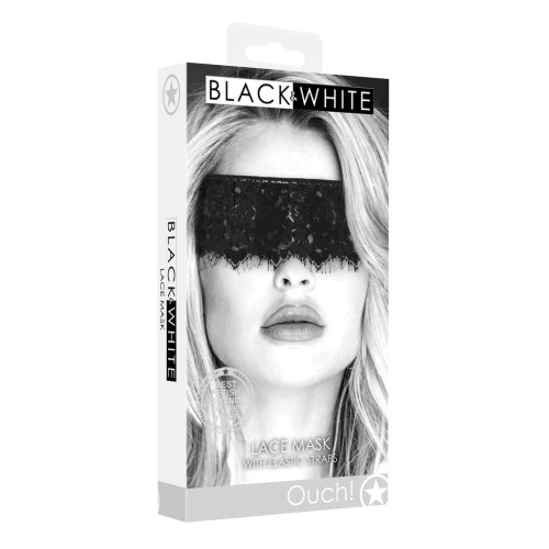 Shots Ouch Black Lace Eye Mask with Elastic Straps