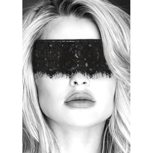 Shots Ouch Black Lace Eye Mask with Elastic Straps