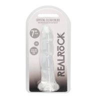 Dildo Rippled de 7" RealRock Crystal Clear Transparente