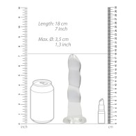 Dildo Rippled de 7" RealRock Crystal Clear Transparente