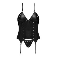 Lust Madame Corset with Metal Garters and Matching G-String