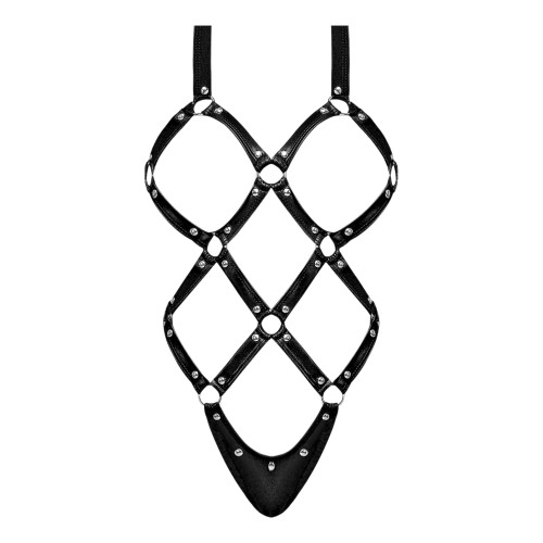 Lust Contessa Cupless Strappy Brazilian Teddy - Black L/XL