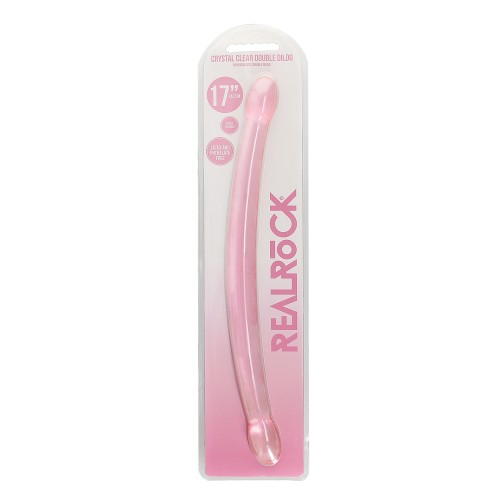 Dildo Doble Shots RealRock Crystal Clear 17 Rosa