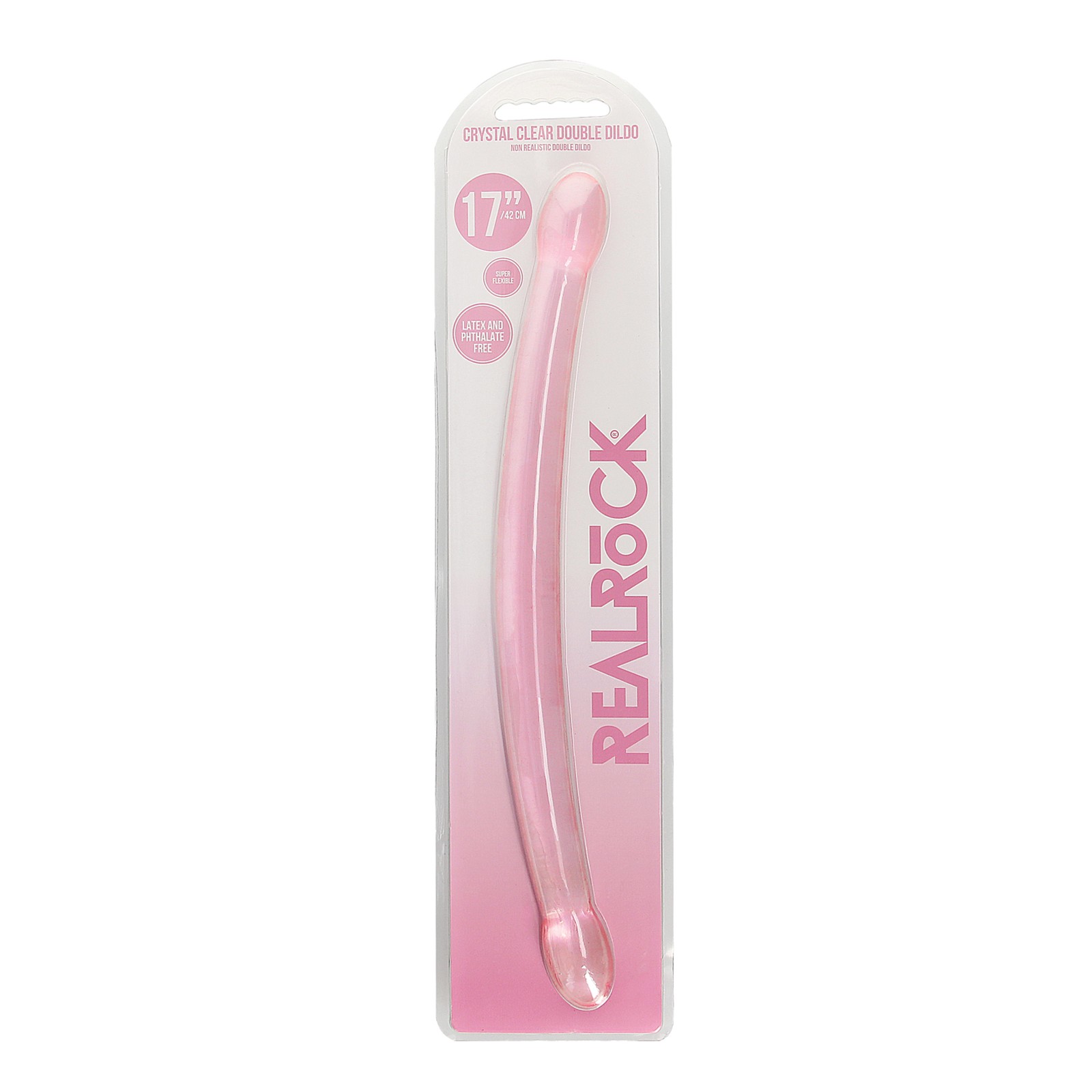 Dildo Doble Shots RealRock Crystal Clear 17 Rosa