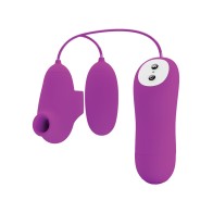 Pretty Love Suction Vibro Bullets Fuchsia - Dual Stimulation