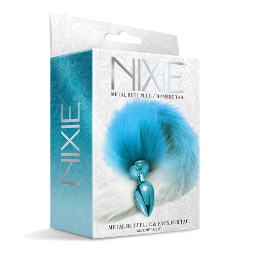 Nixie Faux Fur Tail Metal Butt Plug Blue