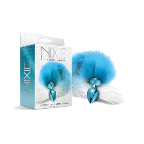 Nixie Faux Fur Tail Metal Butt Plug Blue