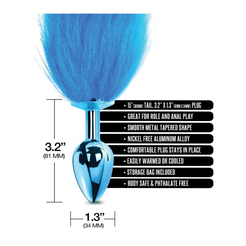 Nixie Faux Fur Tail Metal Butt Plug Blue