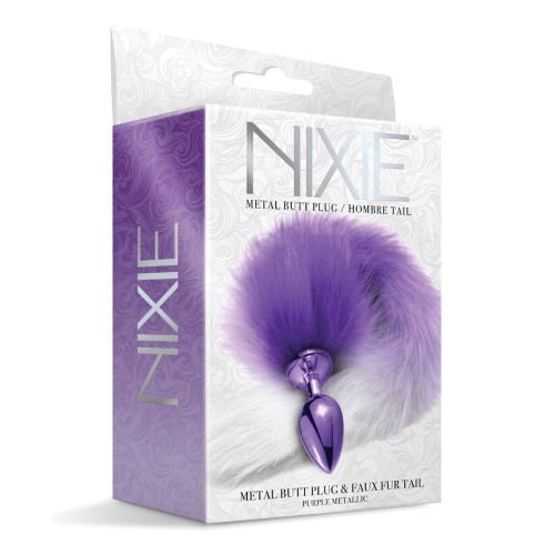 Nixie Metal Butt Plug Faux Fur Tail Purple Metallic