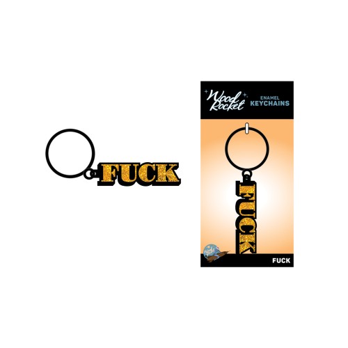 Wood Rocket Funny Fuck Keychain Gold