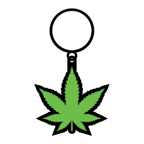 Wood Rocket Weed Pot Leaf Keychain Green